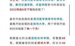 河南各個大學放假時間