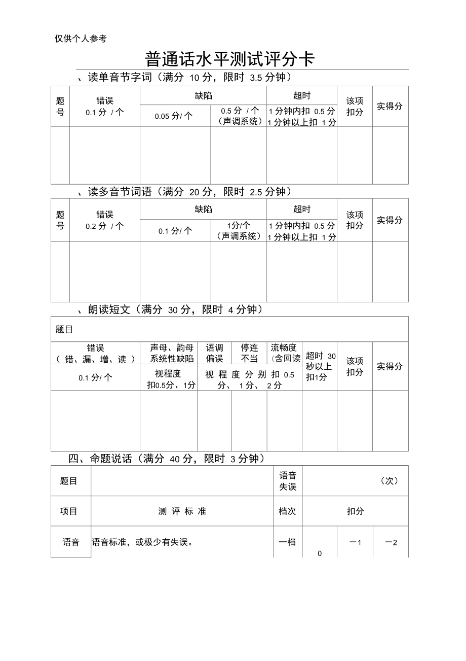 普通話考試評分標準細則(普通話100分怎么給的)-圖1