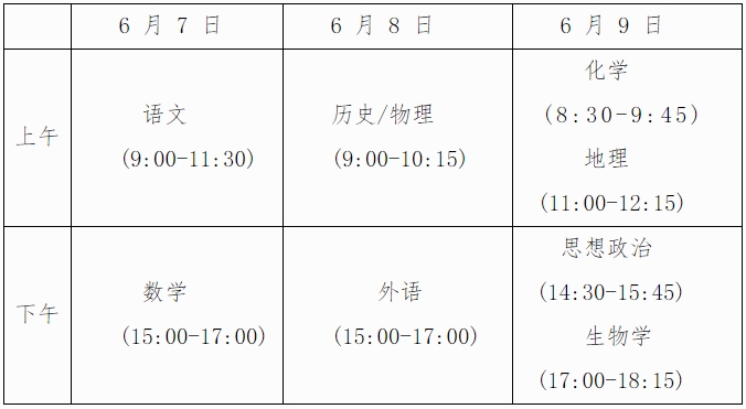 高考考試時間安排表2024-圖1