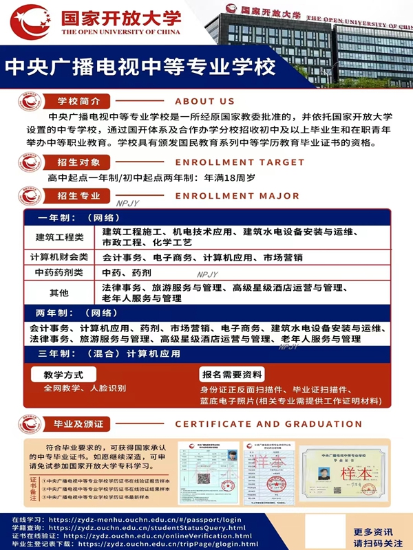 2025年國家開放中等專業學校(電大中專)最新報名官方網址-圖2