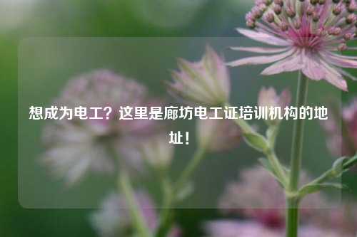 想成為電工？這里是廊坊電工證培訓機構的地址！-圖1