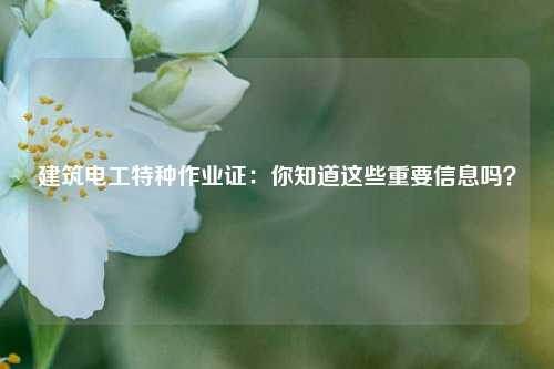 建筑電工特種作業(yè)證：你知道這些重要信息嗎？-圖1