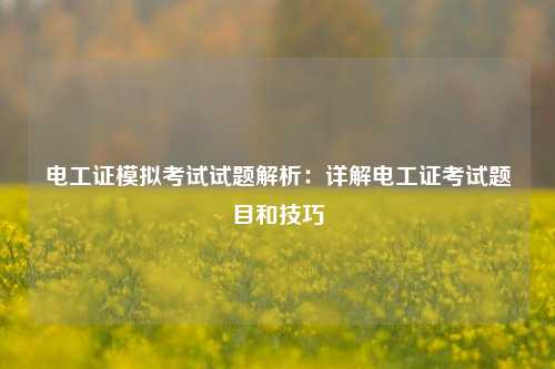 電工證模擬考試試題解析：詳解電工證考試題目和技巧-圖1