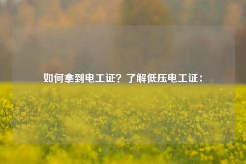 如何拿到電工證？了解低壓電工證：-圖1