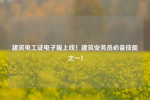 建筑電工證電子版上線！建筑業務員必備技能之一！-圖1