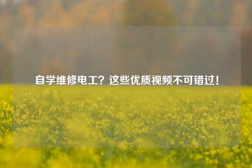 自學(xué)維修電工？這些優(yōu)質(zhì)視頻不可錯(cuò)過！-圖1